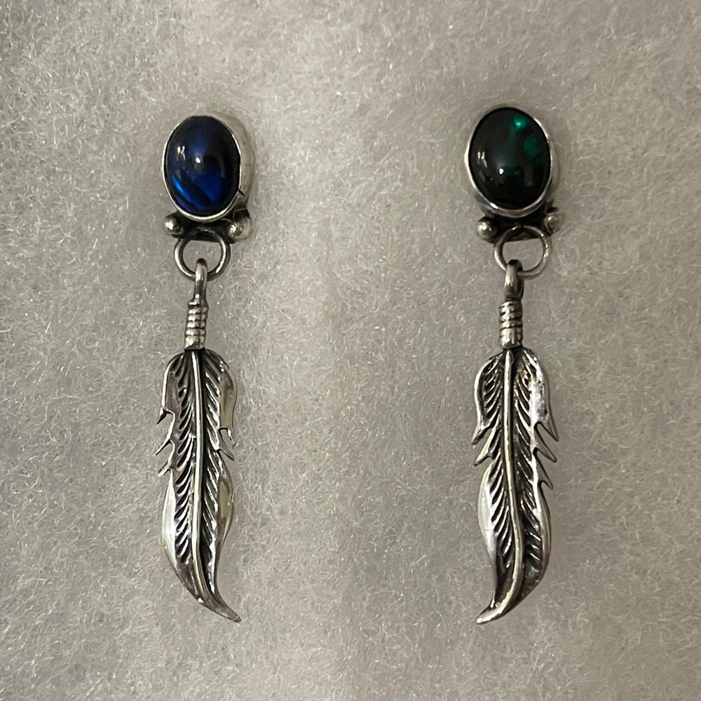 Nakai Native American Sterling Silver Feather Earrings